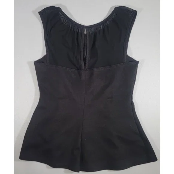 French Kiss Black Peplum Corset Women's Top Size Small Sheer Mesh Open Back - Picture 4 of 7